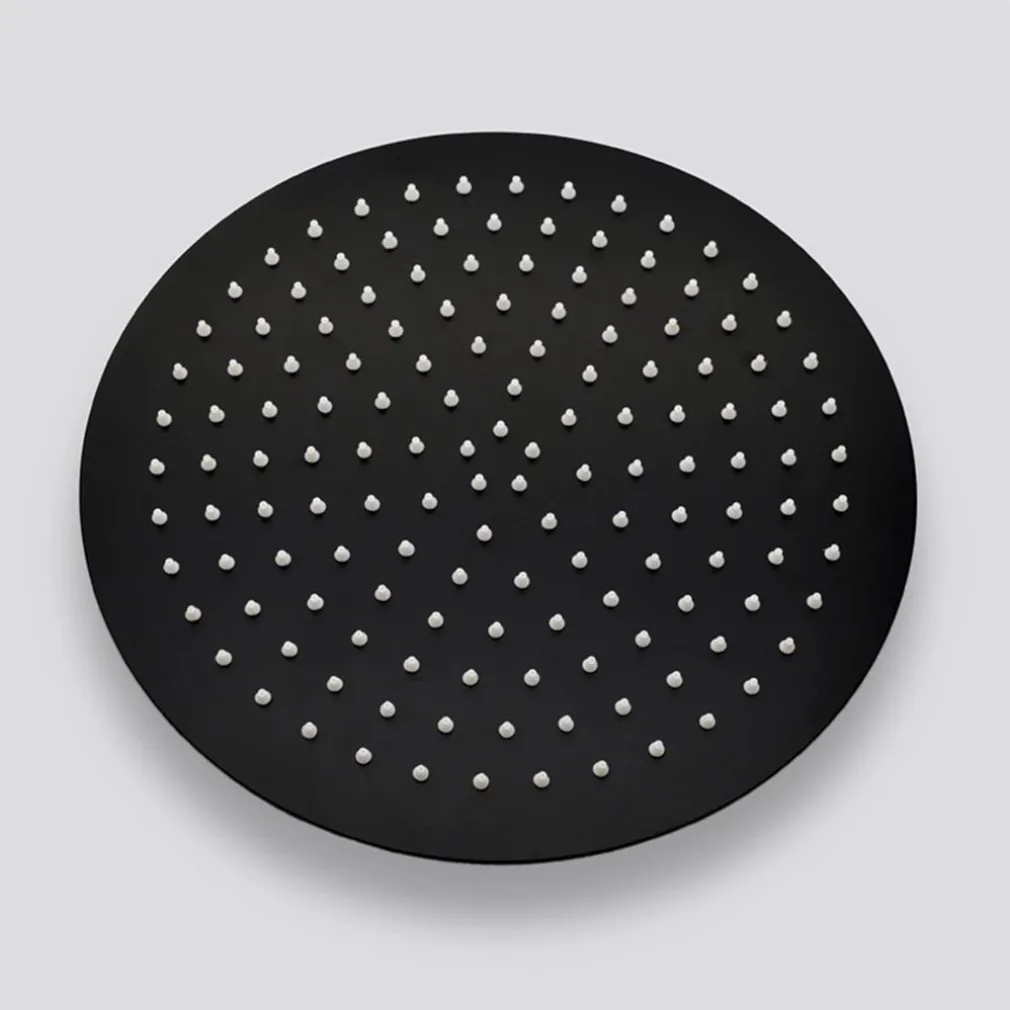 SOFFIONE DOCCIA ULTRA SLIM ROTONDO Ø25CM NERO ATTACCO UNIVERSALE ½ BAGNO MISCELATORE 87885