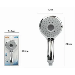 SOFFIONE DOCCIA 12X24.5CM DOCCETTA BAGNO MULTIGETTO REGOLABILE MANICO BOMBATO 79706