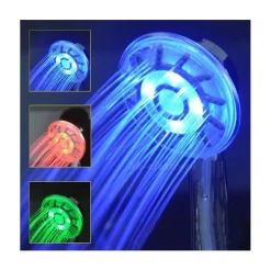 SOFFIONE LUMINOSO PER DOCCIA CON LED ROSSO VERDE BLU.BAGNO CROMOTERAPIA