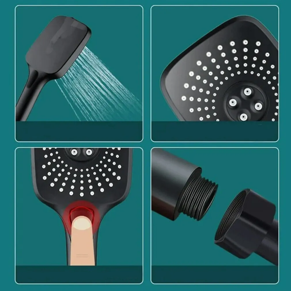 SOFFIONE MULTIGETTO PER DOCCIA BAGNO MODERNO NERO DOCCETTA IN ABS ATTACCO 1/2" 87128