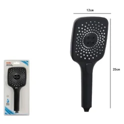 SOFFIONE MULTIGETTO PER DOCCIA BAGNO MODERNO NERO DOCCETTA IN ABS ATTACCO 1/2