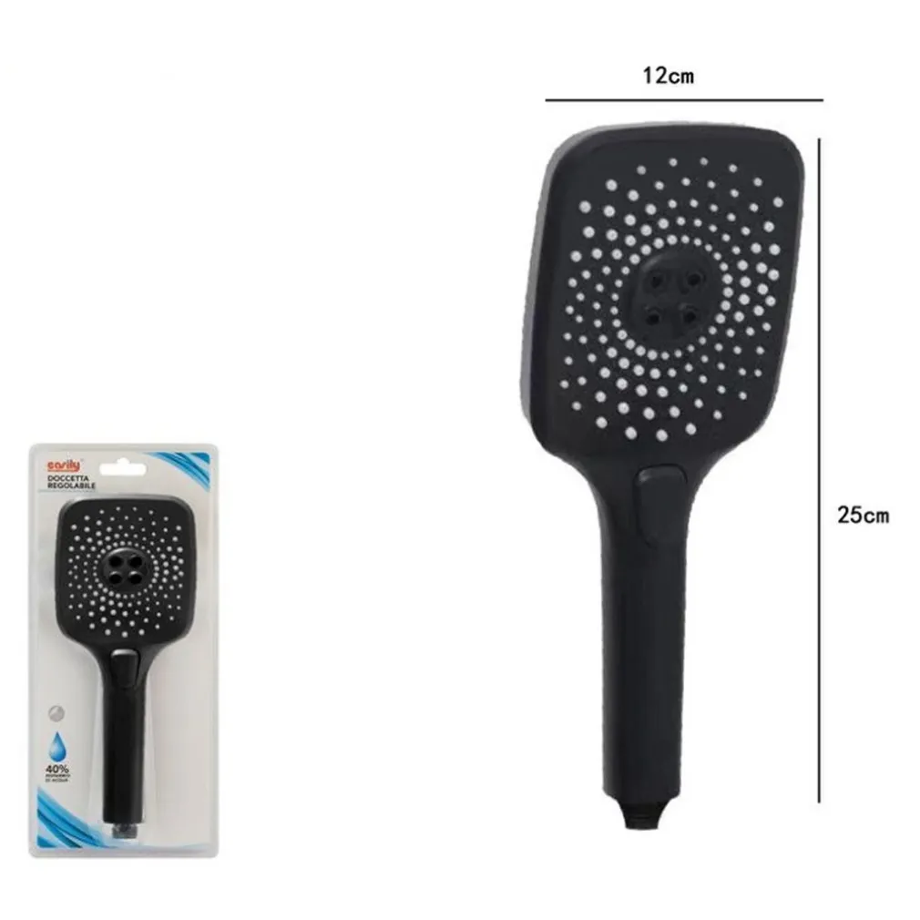 SOFFIONE MULTIGETTO PER DOCCIA BAGNO MODERNO NERO DOCCETTA IN ABS ATTACCO 1/2" 87128