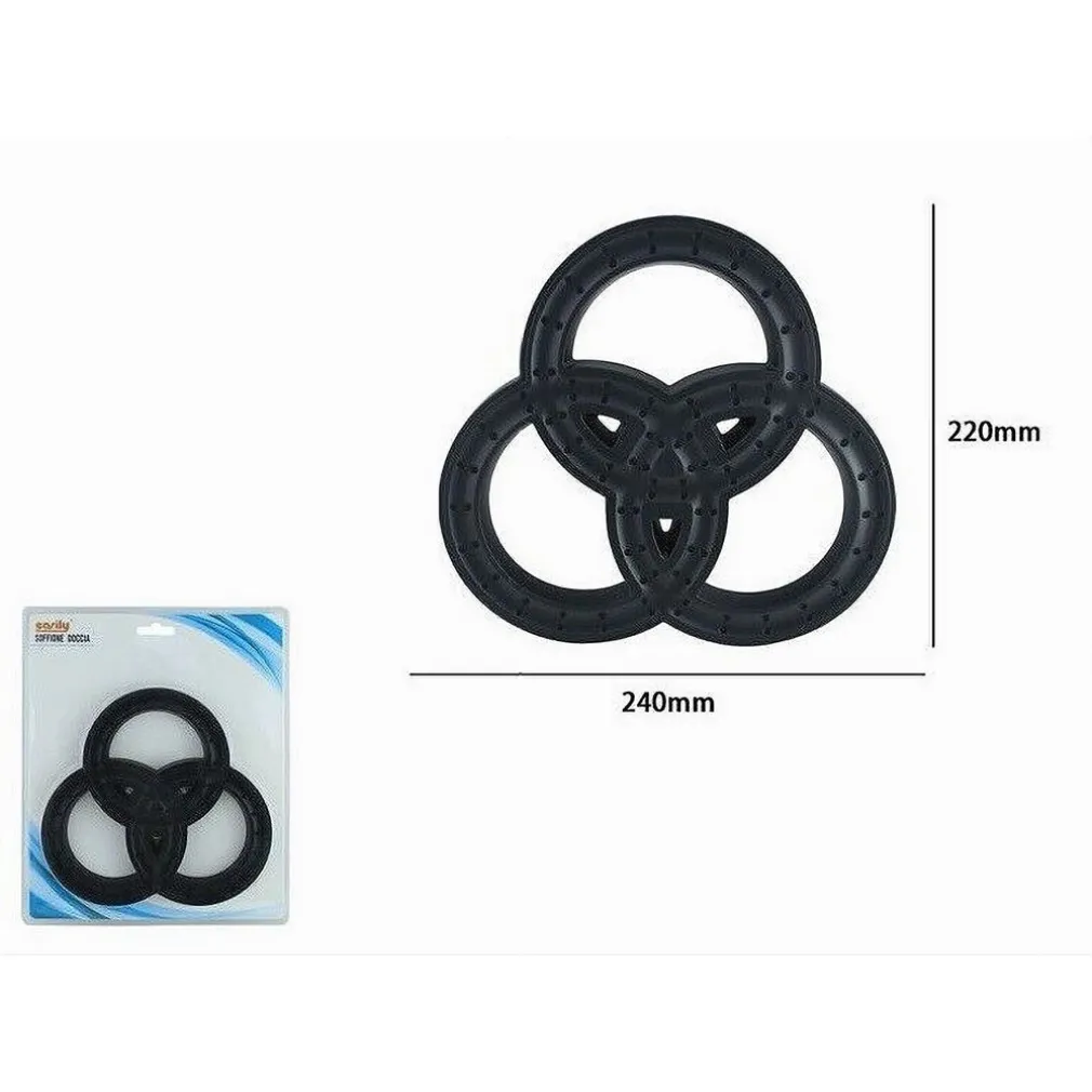 SOFFIONE PER DOCCIA BAGNO 3 ANELLI UGELLI IN ABS DOCCETTA MULTIGETTO NERO 87516