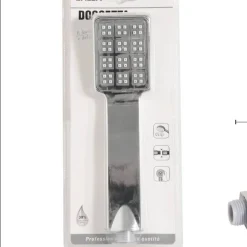 SOFFIONE TELEFONO DOCCIA BRACCIO DOCCETTA RETTANGOLARE CROMATO UGELLI IN GOMMA