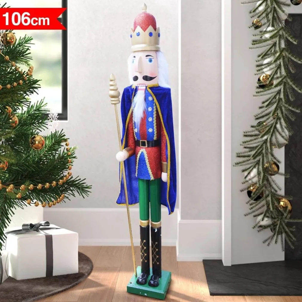 SOLDATO SCHIACCIANOCI DI NATALE IN LEGNO ALTEZZA 106CM DECORAZIONI NATALIZIE