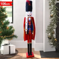 SOLDATO SCHIACCIANOCI DI NATALE IN LEGNO ALTEZZA 106 CM DECORAZIONI NATALIZIE