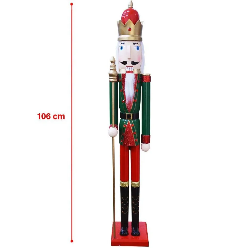SOLDATO SCHIACCIANOCI DI NATALE IN LEGNO ALTEZZA 106CM DECORAZIONI NATALIZIE