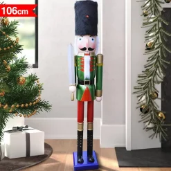 SOLDATO SCHIACCIANOCI DI NATALE IN LEGNO ALTEZZA 106CM DECORAZIONI NATALIZIE