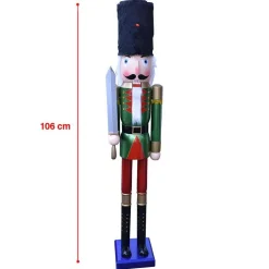 SOLDATO SCHIACCIANOCI DI NATALE IN LEGNO ALTEZZA 106CM DECORAZIONI NATALIZIE