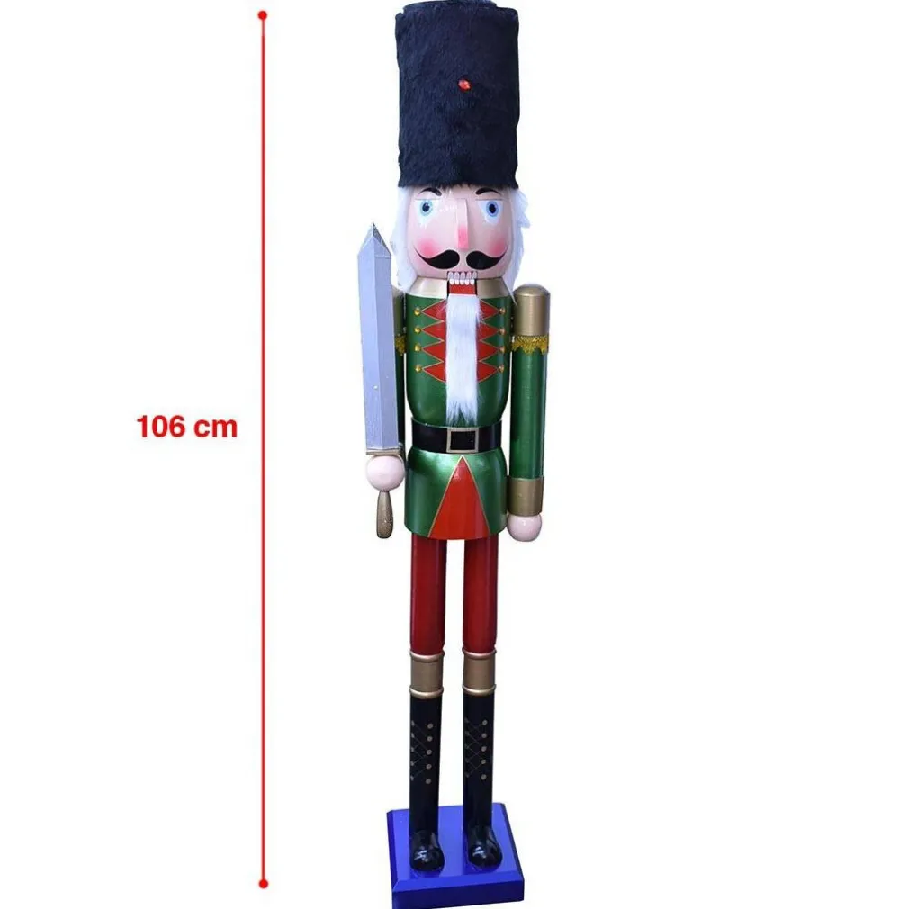 SOLDATO SCHIACCIANOCI DI NATALE IN LEGNO ALTEZZA 106CM DECORAZIONI NATALIZIE