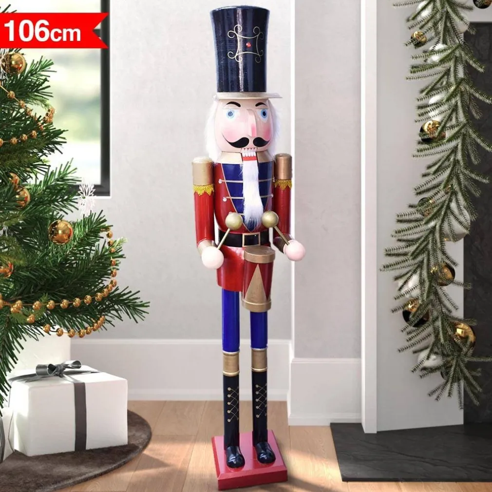 SOLDATO SCHIACCIANOCI DI NATALE IN LEGNO ALTEZZA 106 CM DECORAZIONI NATALIZIE