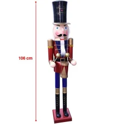 SOLDATO SCHIACCIANOCI DI NATALE IN LEGNO ALTEZZA 106 CM DECORAZIONI NATALIZIE