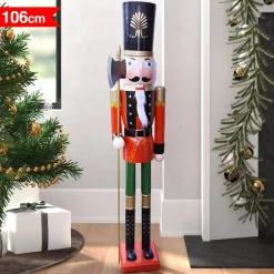 SOLDATO SCHIACCIANOCI DI NATALE IN LEGNO ALTEZZA 106 CM DECORAZIONI NATALIZIE