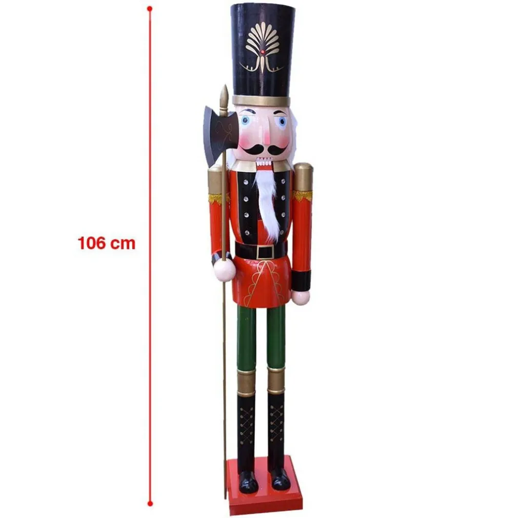SOLDATO SCHIACCIANOCI DI NATALE IN LEGNO ALTEZZA 106 CM DECORAZIONI NATALIZIE