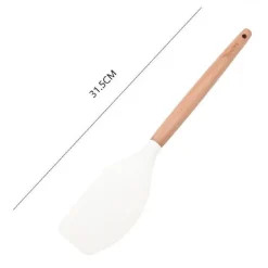 SPATOLA IN SILICONE MANICO LEGNO UTENSILE CUCINA DOLCI PASTICCERIA 31.5CM 50868
