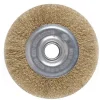 SPAZZOLA A DISCO FILO IN FERRO ONDULATI OTTONATI CON GAMBO 125 MM PER TRAPANO
