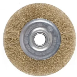 SPAZZOLA A DISCO FILO IN FERRO ONDULATI OTTONATI CON GAMBO 125 MM PER TRAPANO