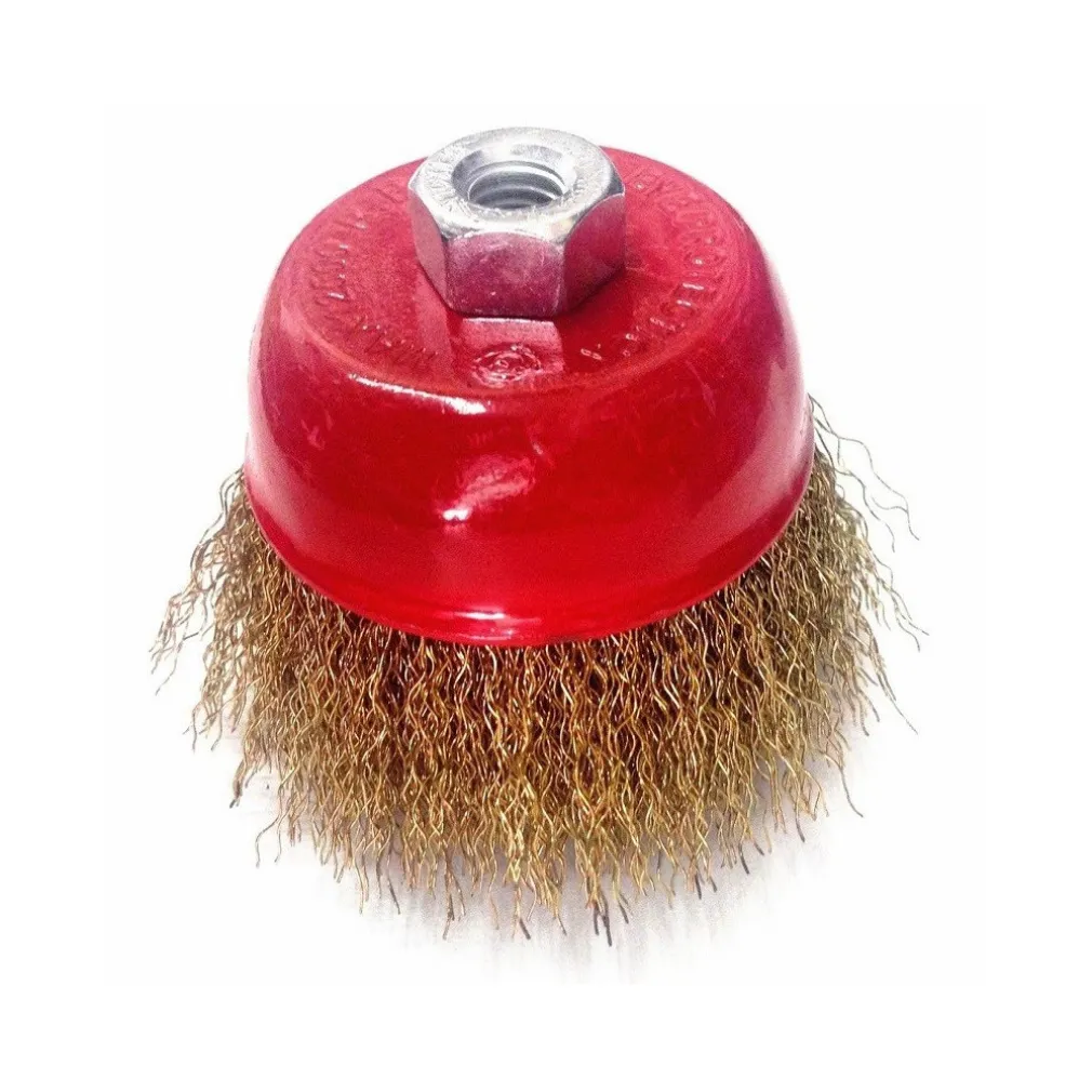 SPAZZOLA A TAZZA CONICA FILI ONDULATI IN OTTONE 75MM X SMERIGLIATRICE ANGOLARE