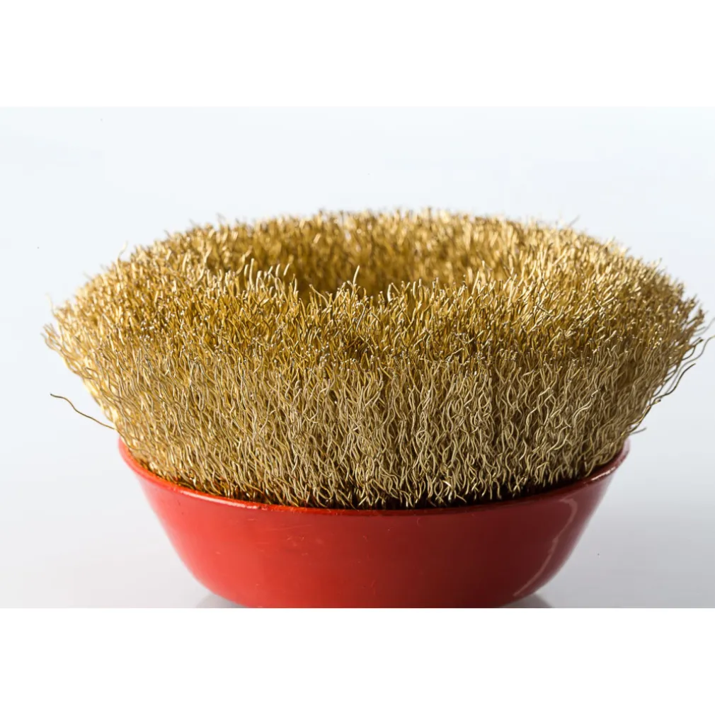 SPAZZOLA A TAZZA CONICA FILI ONDULATI IN OTTONE 75MM X SMERIGLIATRICE ANGOLARE