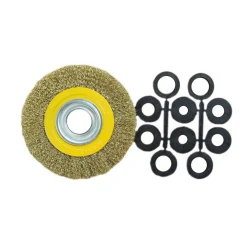 SPAZZOLA CIRCOLARE DISCO FILI ACCIAIO 150 MM 6'' PER SMERIGLIATRICE MOLA DA BANCO