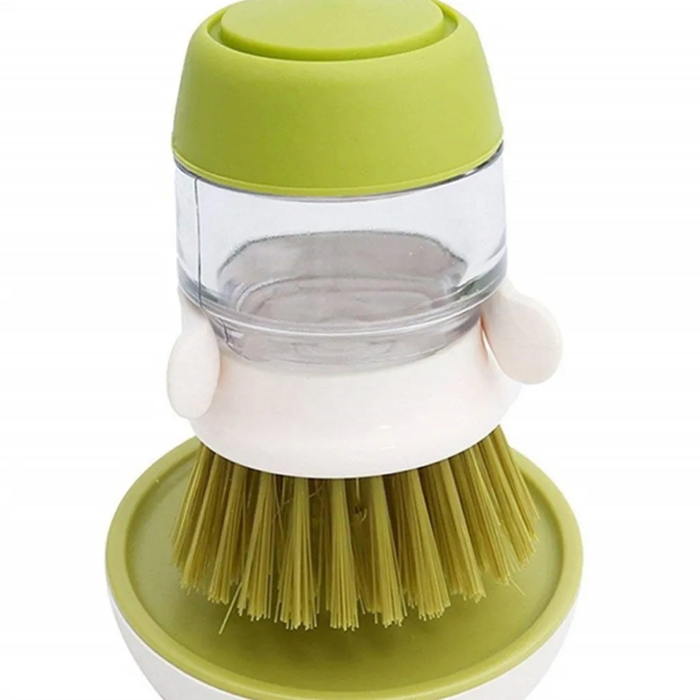 SPAZZOLA CON DISPENSER SAPONE SETOLE RIGIDE ANTIGRAFFIO LAVA BICCHIERI PIATTI PENTOLE