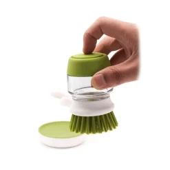 SPAZZOLA CON DISPENSER SAPONE SETOLE RIGIDE ANTIGRAFFIO LAVA BICCHIERI PIATTI PENTOLE