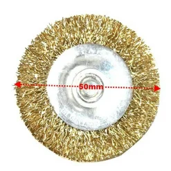 SPAZZOLA DI ACCIAIO METALLICA OTTONE PENNELLO SVERNICIATORE 50MM PER TRAPANO