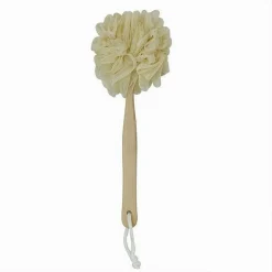 SPAZZOLA DOCCIA LAVA SCHIENA SPUGNA RETE GIALLO ESFOLIANTE MANICO IN LEGNO 79597