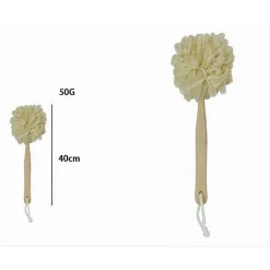 SPAZZOLA DOCCIA LAVA SCHIENA SPUGNA RETE GIALLO ESFOLIANTE MANICO IN LEGNO 79597