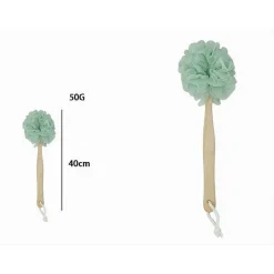 SPAZZOLA DOCCIA LAVA SCHIENA SPUGNA RETE VERDE ESFOLIANTE MANICO IN LEGNO 79596