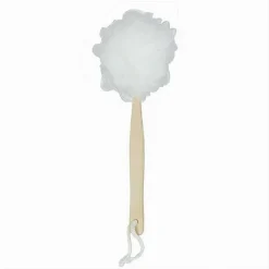 SPAZZOLA DOCCIA LAVA SCHIENA SPUGNA RETE BIANCA ESFOLIANTE MANICO IN LEGNO 79594