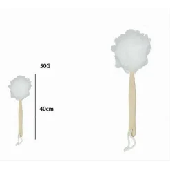 SPAZZOLA DOCCIA LAVA SCHIENA SPUGNA RETE BIANCA ESFOLIANTE MANICO IN LEGNO 79594