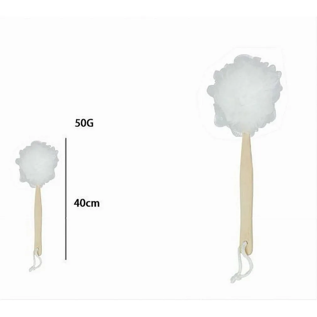 SPAZZOLA DOCCIA LAVA SCHIENA SPUGNA RETE BIANCA ESFOLIANTE MANICO IN LEGNO 79594