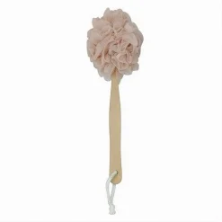 SPAZZOLA DOCCIA LAVA SCHIENA SPUGNA A RETE ROSA ESFOLIANTE MANICO IN LEGNO 79595