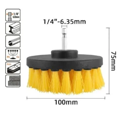 SPAZZOLA IN NYLON 100MM ATTACCO 1/4" ROTANTE TRAPANO ELETTRICO PER PULIZIA 57239