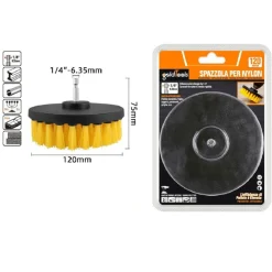 SPAZZOLA IN NYLON 120MM ATTACCO 1/4" ROTANTE TRAPANO ELETTRICO PER PULIZIA 57240