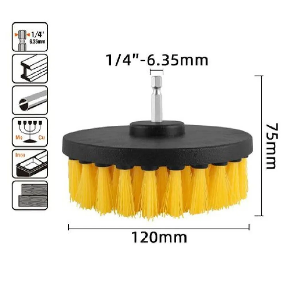 SPAZZOLA IN NYLON 120MM ATTACCO 1/4" ROTANTE TRAPANO ELETTRICO PER PULIZIA 57240