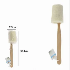 SPAZZOLA LAVASCHIENA DOCCIA SPUGNA DI LUFFA ESFOLIANTE CON MANICO IN LEGNO 69594