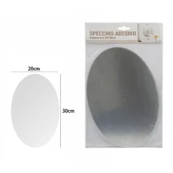 SPECCHIO ADESIVO FORMA OVALE ADESIVA MURALE ARREDAMENTO CASA 20 X 30 CM