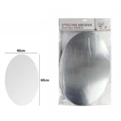 SPECCHIO ADESIVO FORMA OVALE ADESIVA MURALE ARREDAMENTO CASA 40 X 60 CM