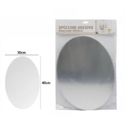 SPECCHIO ADESIVO FORMA OVALE ADESIVA MURALE ARREDAMENTO CASA 30 X 40 CM