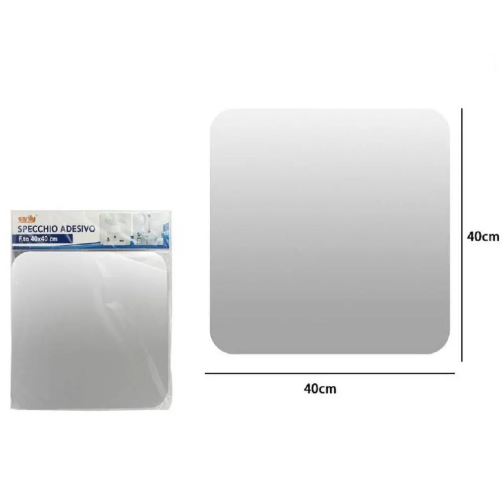 SPECCHIO ADESIVO FORMA QUADRATA ADESIVA MURALE ARREDAMENTO CASA 40 X 40 CM