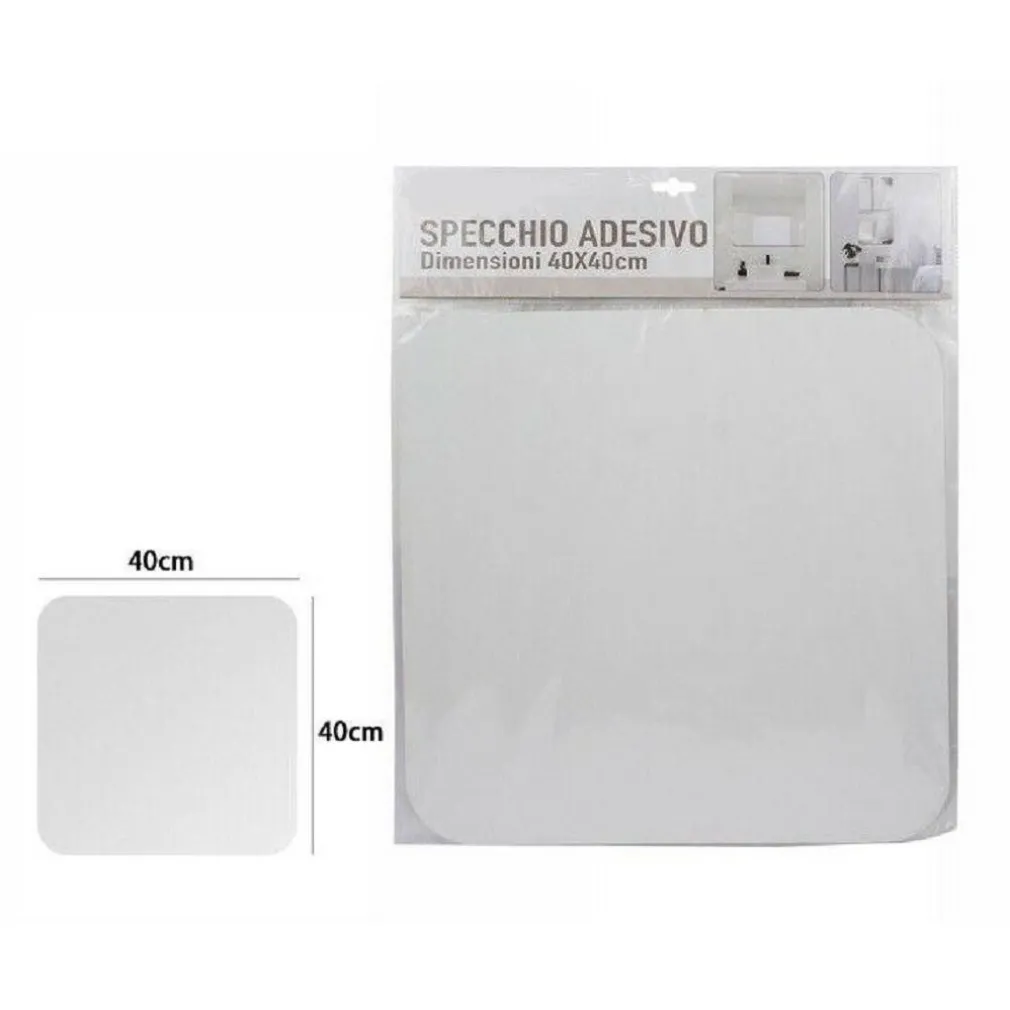 SPECCHIO ADESIVO FORMA QUADRATA ADESIVA MURALE ARREDAMENTO CASA 40 X 40 CM