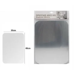 SPECCHIO ADESIVO FORMA RETTANGOLARE ADESIVA MURALE ARREDAMENTO CASA 30X40CM