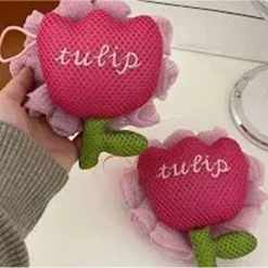 SPUGNA DOCCIA A RETE BAGNO ESFOLIANTE PELLE CORPO CON FIORE DI TULIPANO ROSA 10771