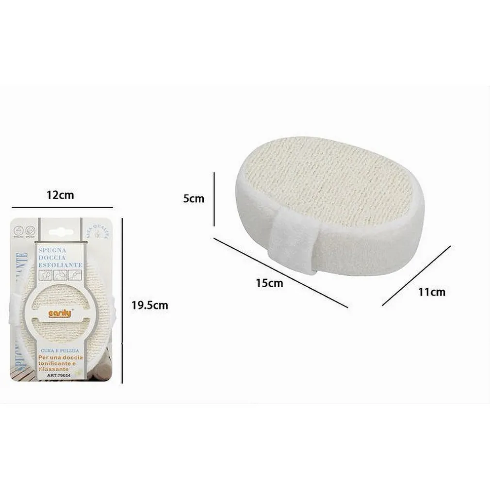 SPUGNA DOCCIA BAGNO ESFOLIANTE SCRUB PELLE CORPO OVALE CON FASCIA BIANCA 79654