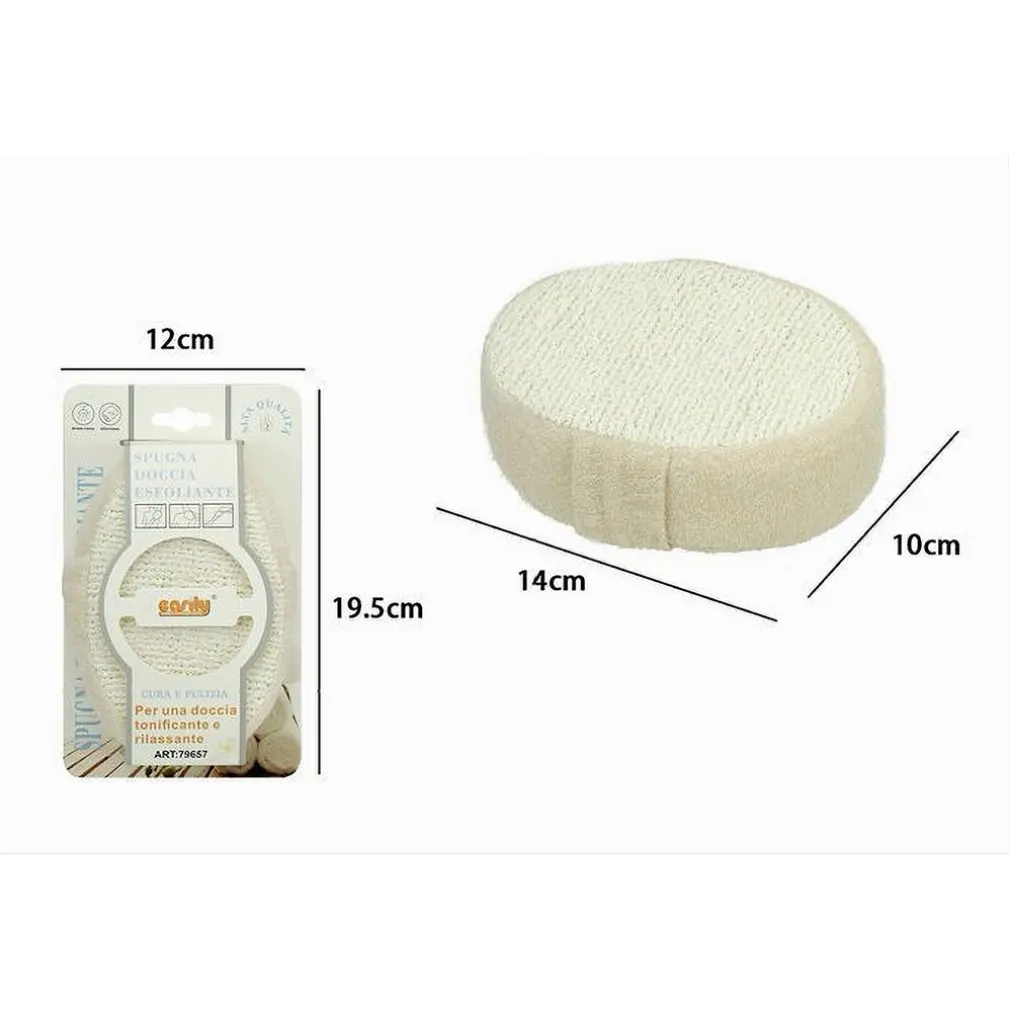 SPUGNA DOCCIA DA BAGNO ESFOLIANTE SCRUB PELLE CORPO OVALE CON FASCIA BEIGE 79657
