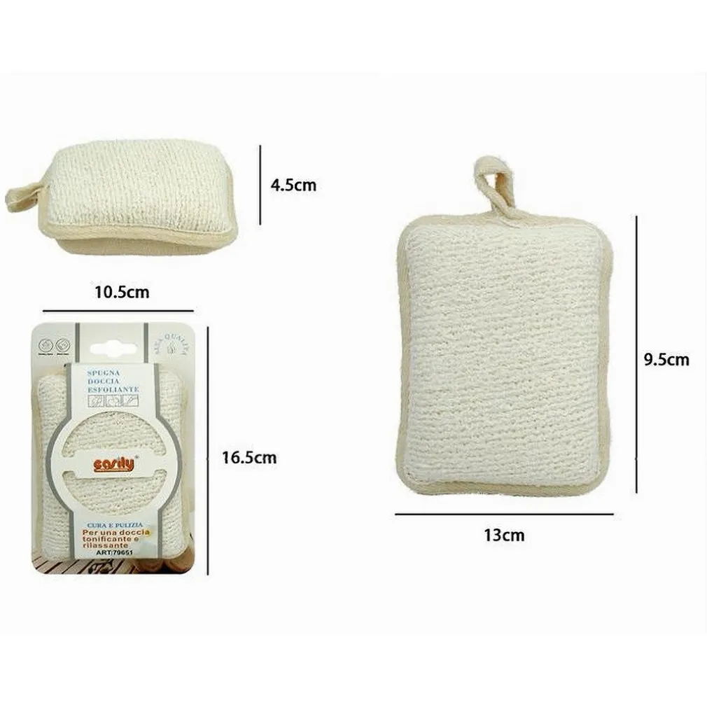 SPUGNA DOCCIA ESFOLIANTE BAGNO PER CURA CORPO BOMBATA 13X9.5X4.5CM BEIGE 79651