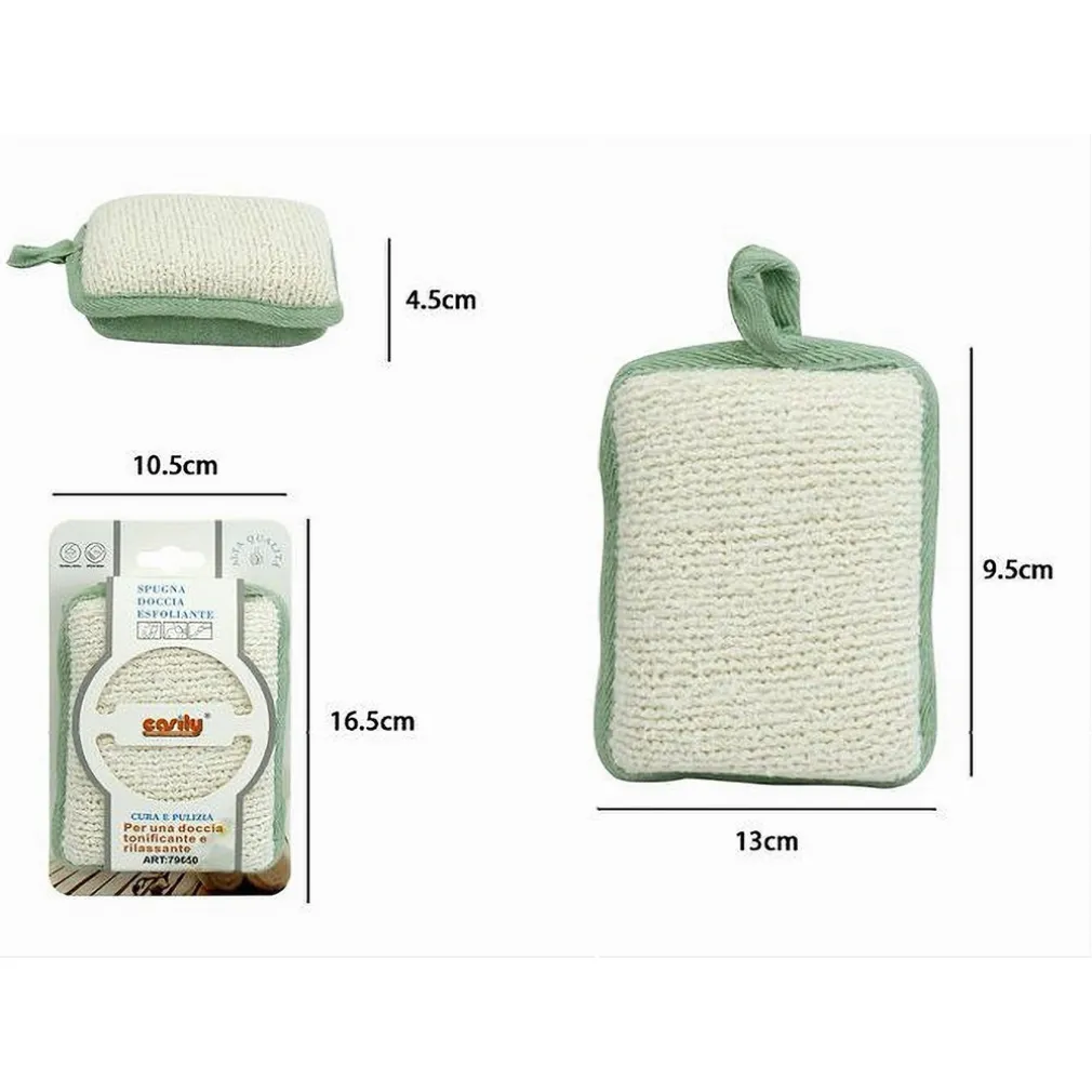 SPUGNA DOCCIA ESFOLIANTE BAGNO PER CURA CORPO BOMBATA 13X9.5X4.5 CM VERDE 79650