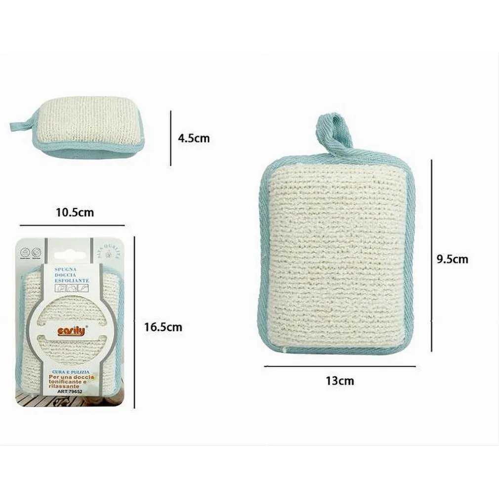 SPUGNA DOCCIA ESFOLIANTE BAGNO PER CURA CORPO BOMBATA 13X9.5X4.5CM AZZURRO 79652